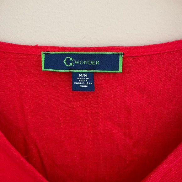 C. Wonder Vibrant Red Mini Dress with Puff Sleeves size M - Picture 3 of 4